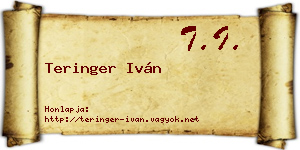 Teringer Iván névjegykártya